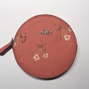 Coach Floral Bow Round Zippered Coin Purse